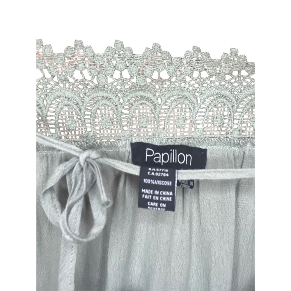 Papillon Sage Crinkle Lace Top Womens Large Green Crochet Boho Blouse PT-14060 - Picture 8 of 8